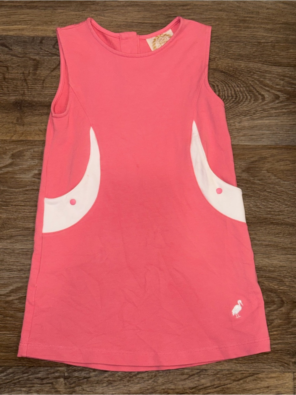 The Beaufort Bonnet Company Pink Sleeveless Pocket Dress with White Accents